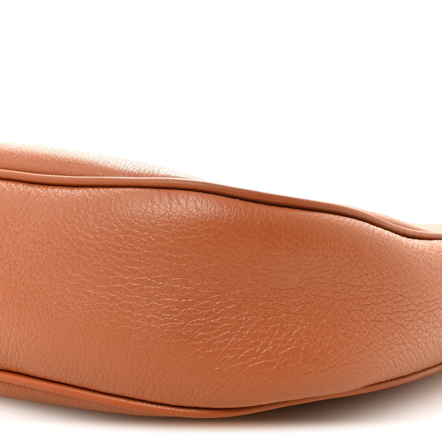 Tan calfskin shoulder bag, smooth leather texture close-up