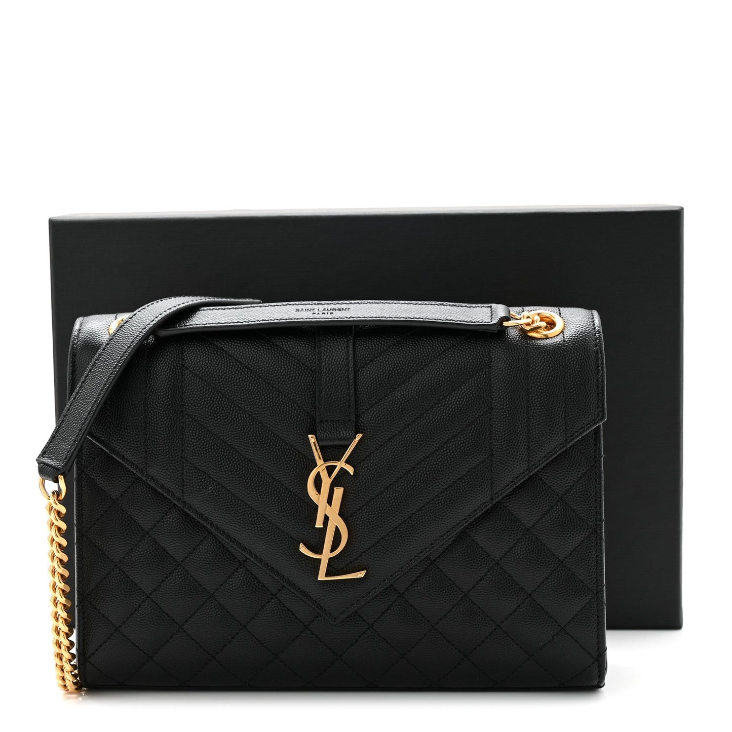 Saint Laurent Grain De Poudre Triquilt Medium Monogram Satchel Black