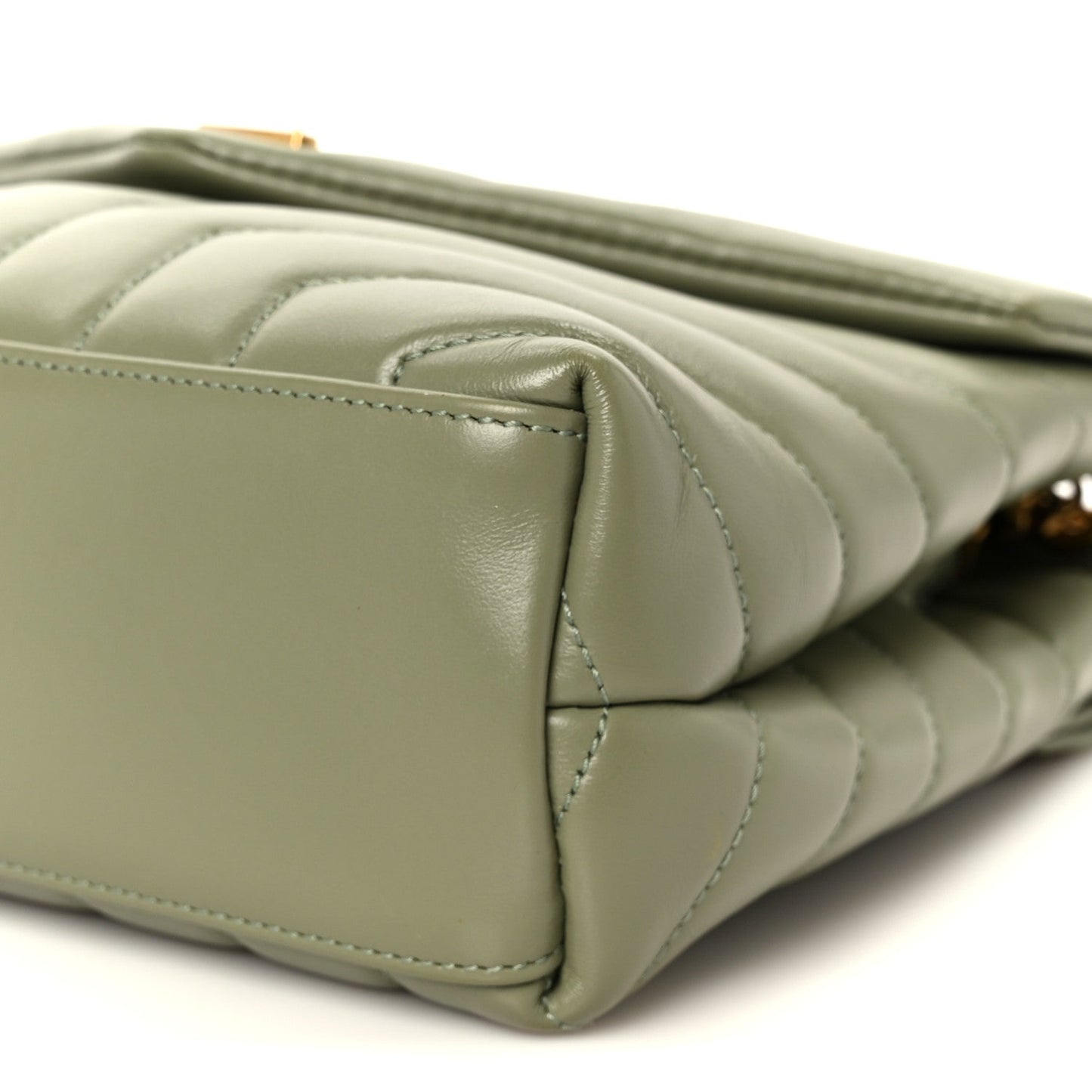 Saint Laurent Loulou Calfskin Y Quilted Monogram Small Chain Satchel Light Sage