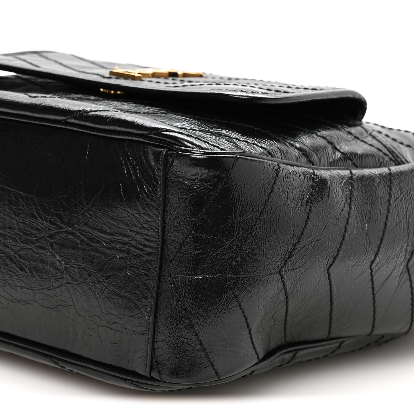 Saint Laurent Crinkled Calfskin Matelasse Niki Multipocket Shopping Tote Black