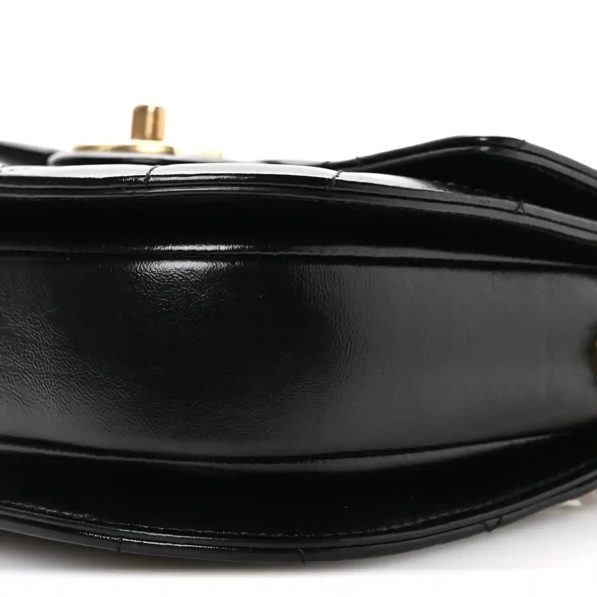 Chanel Shiny Calfskin Quilted Buckle Moon Messenger Bag Black - NEESTRA