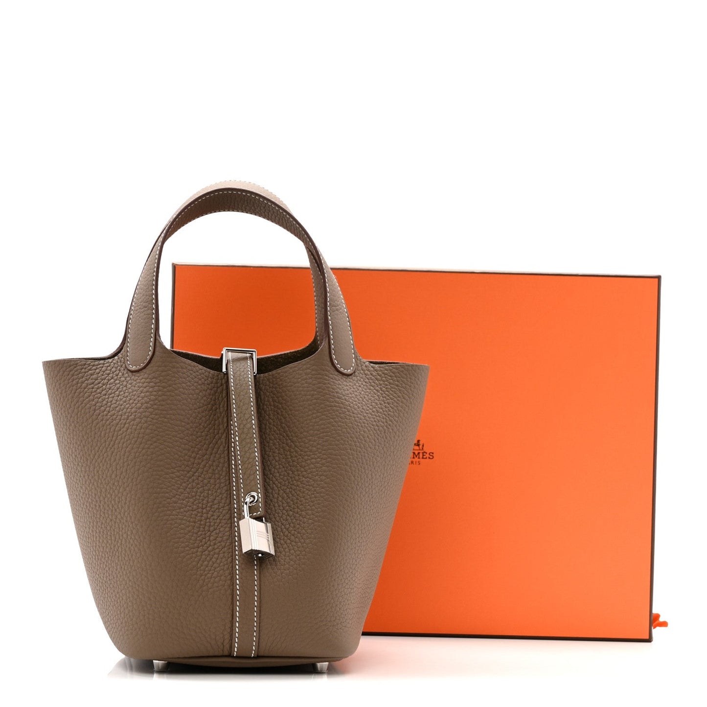 Taurillon Clemence Picotin Lock 18 PM Etoupe Tote Bag