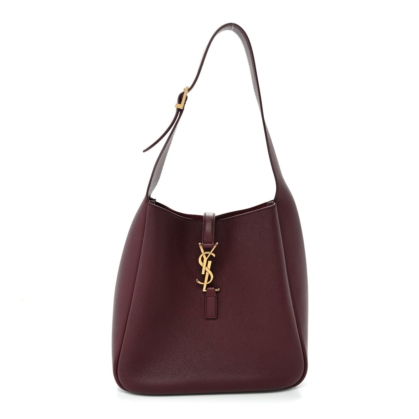 Saint Laurent Le 5 A 7 Small Smooth Calfskin Hobo Bag Rouge Legion