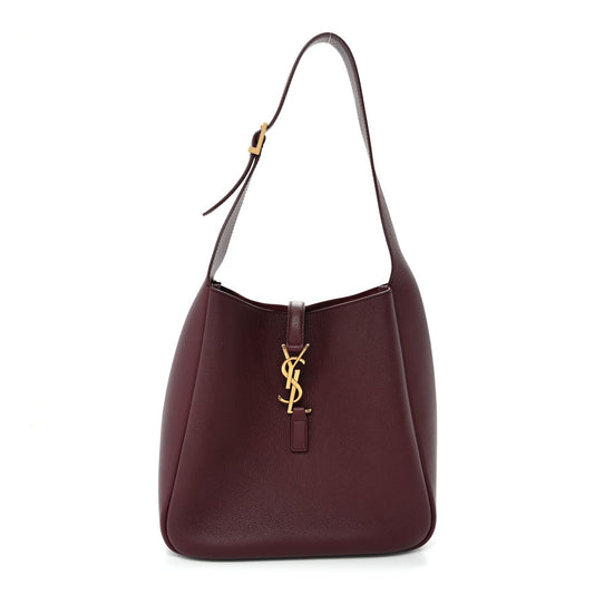 Saint Laurent Le 5 A 7 Small Smooth Calfskin Hobo Bag Rouge Legion