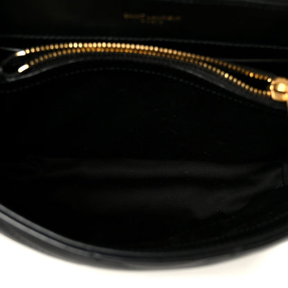 Saint Laurent Small Loulou Chain Satchel Calfskin Y Quilted Monogram Black