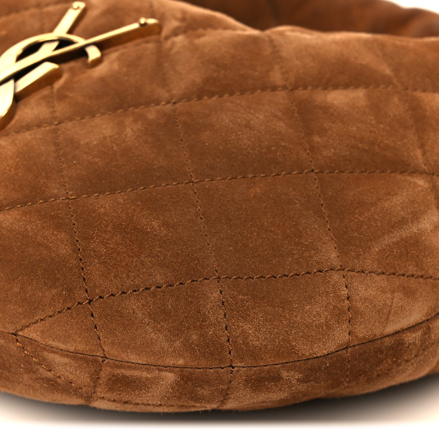 Saint Laurent Suede Quilted Icarino Tote Bag Cognac