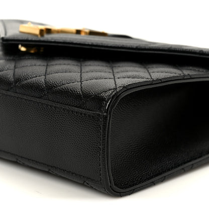 Saint Laurent Grain De Poudre Textured Mixed Matelasse Triquilt Medium Monogram Satchel Black