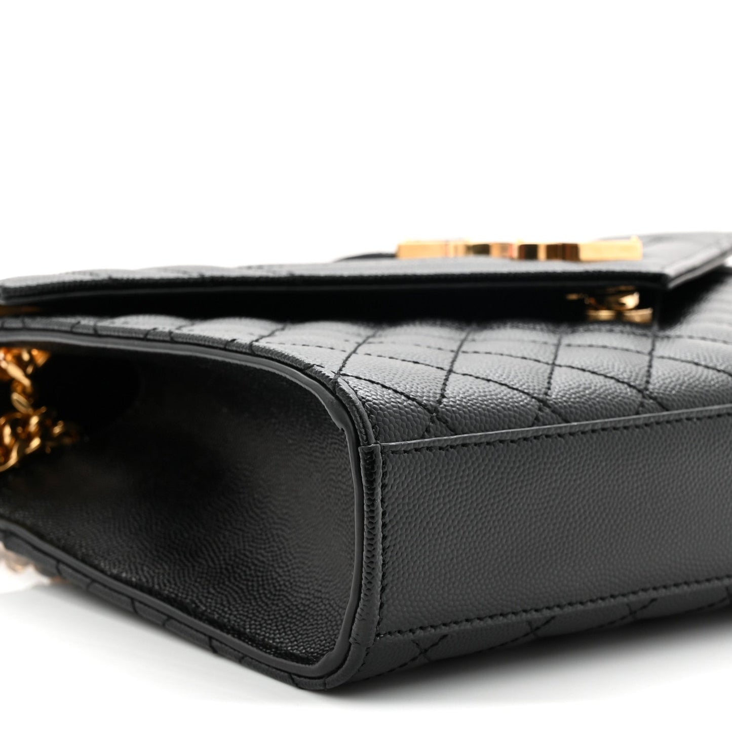 Saint Laurent Grain De Poudre Triquilt Medium Monogram Satchel Black