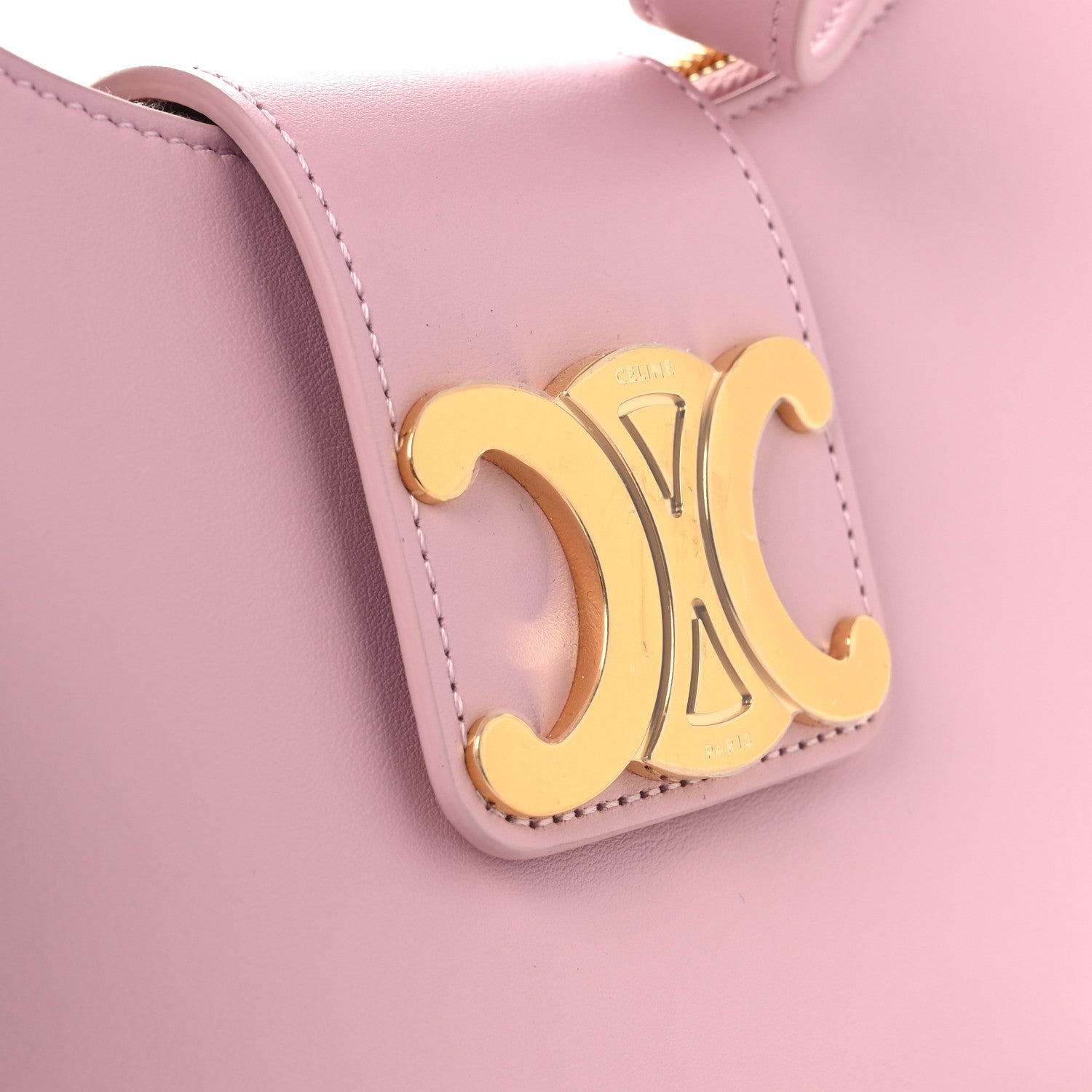 Celine pastel pink smooth calfskin bag with gold Triomphe logo hardware detail