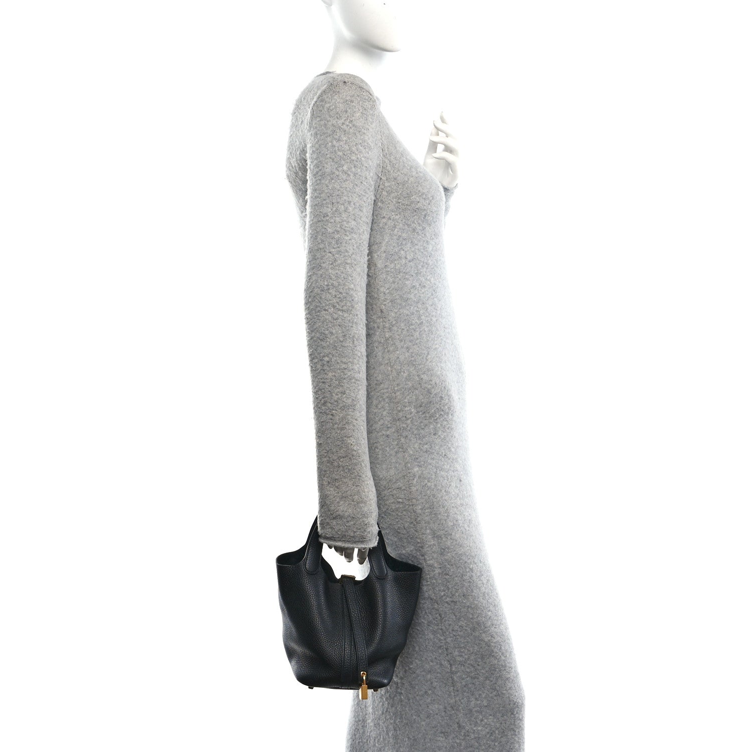 Taurillon Clemence Leather Tote Bag 18 PM Black