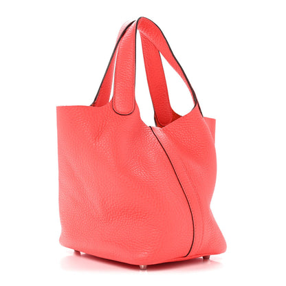 Picotin Lock 18 PM Tote Bag Clemence Calfskin Leather Rose Jaipur