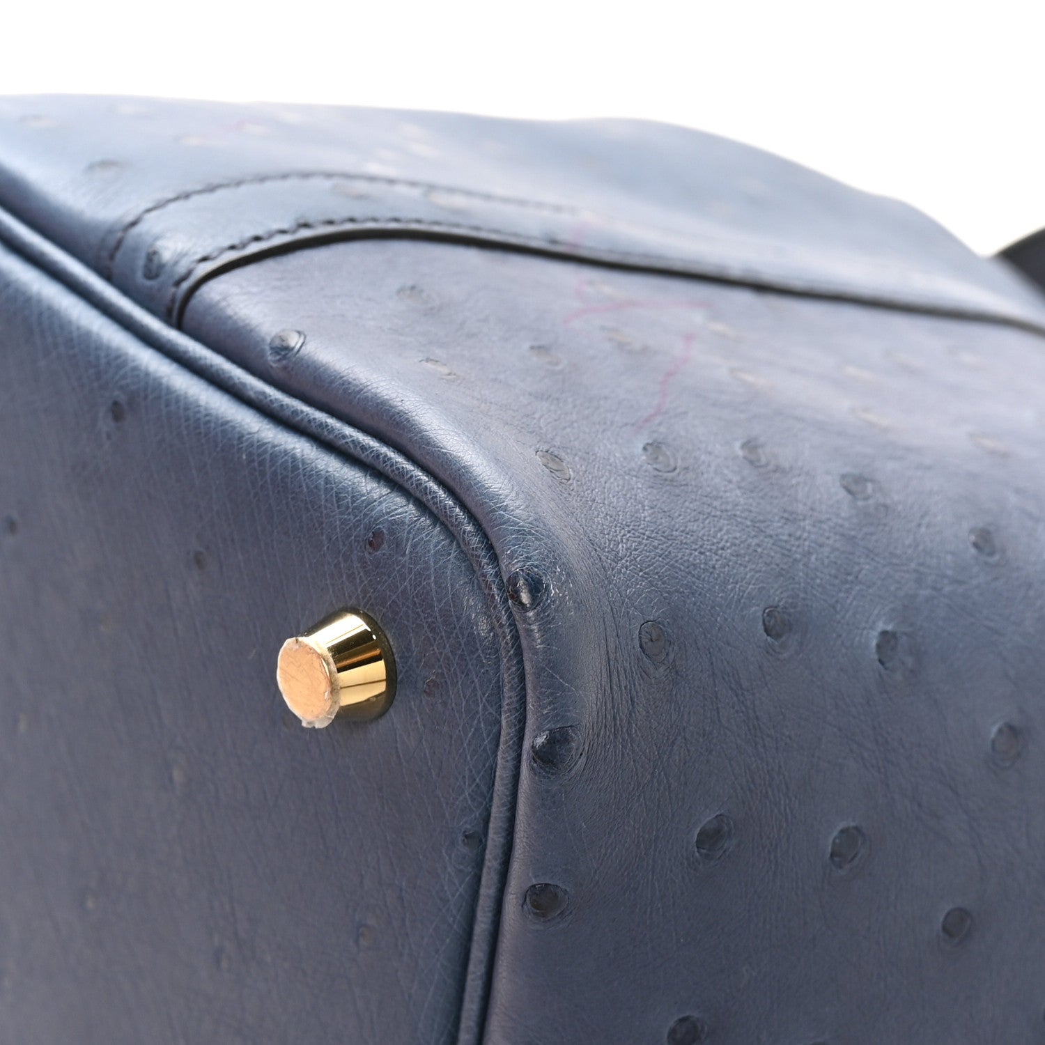Ostrich Picotin Lock 18 Bucket Bag Bleu Roi Blue