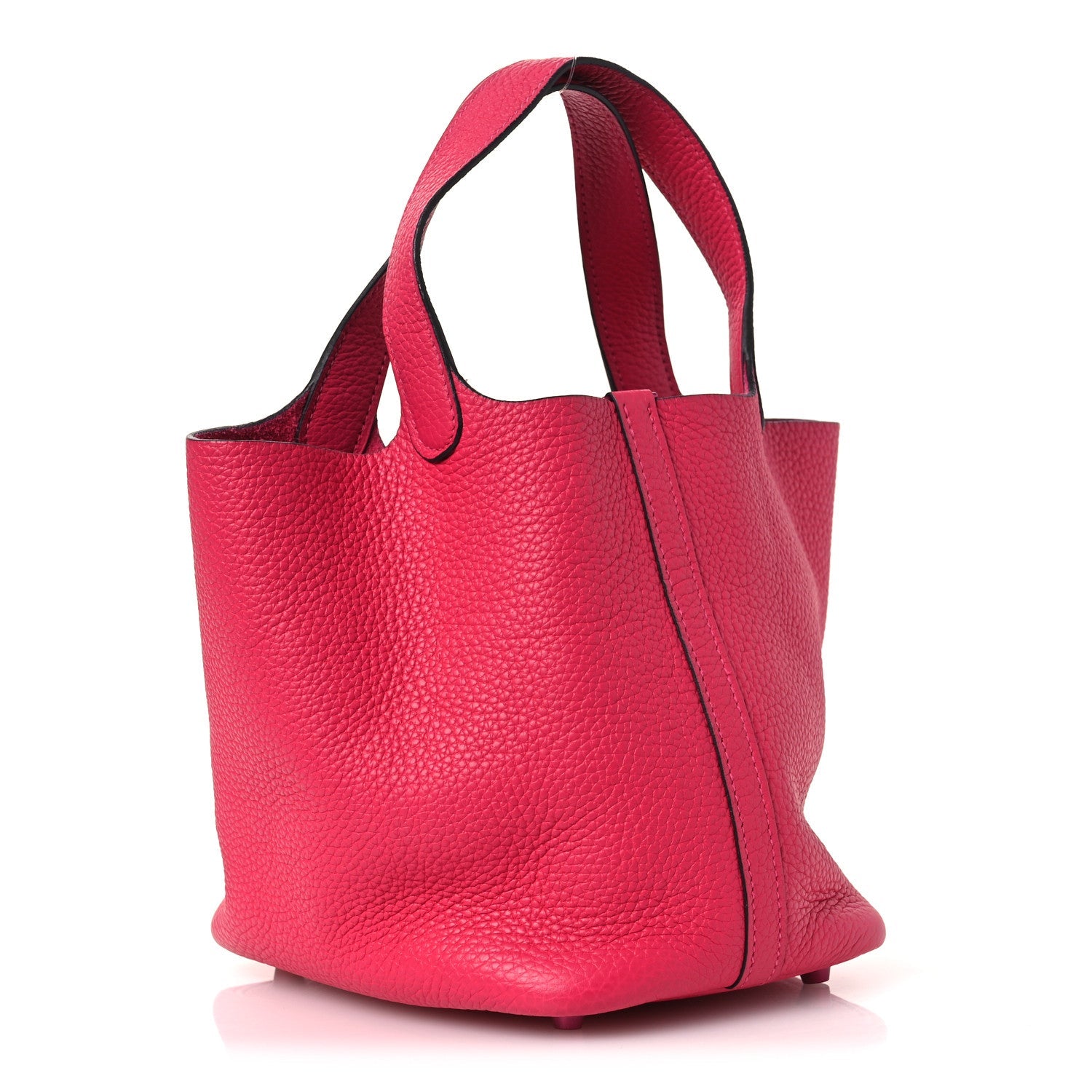 Picotin Lock 18 PM Bucket Tote Textured Calfskin Rose Mexico
