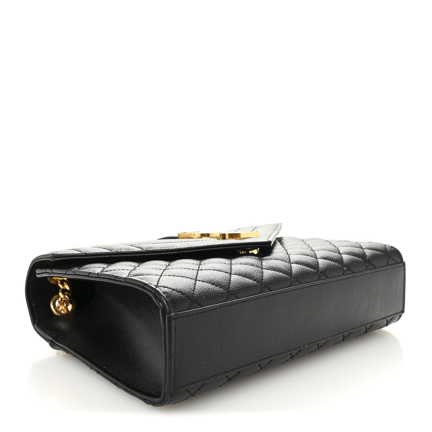 Saint Laurent Grain De Poudre Matelasse Triquilt Medium Monogram Satchel Black