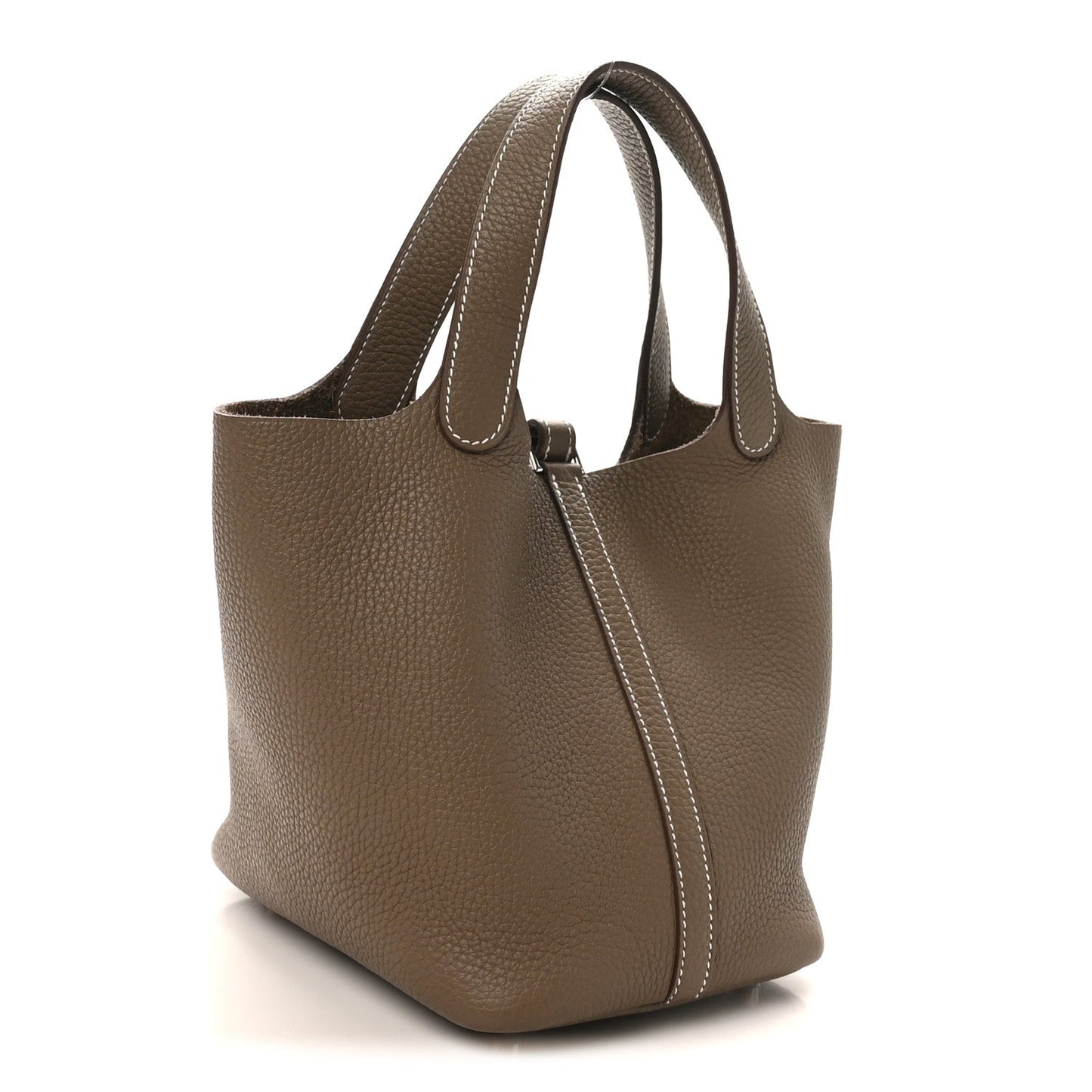 Taurillon Clemence Picotin Lock 18 PM Tote Bag Etoupe