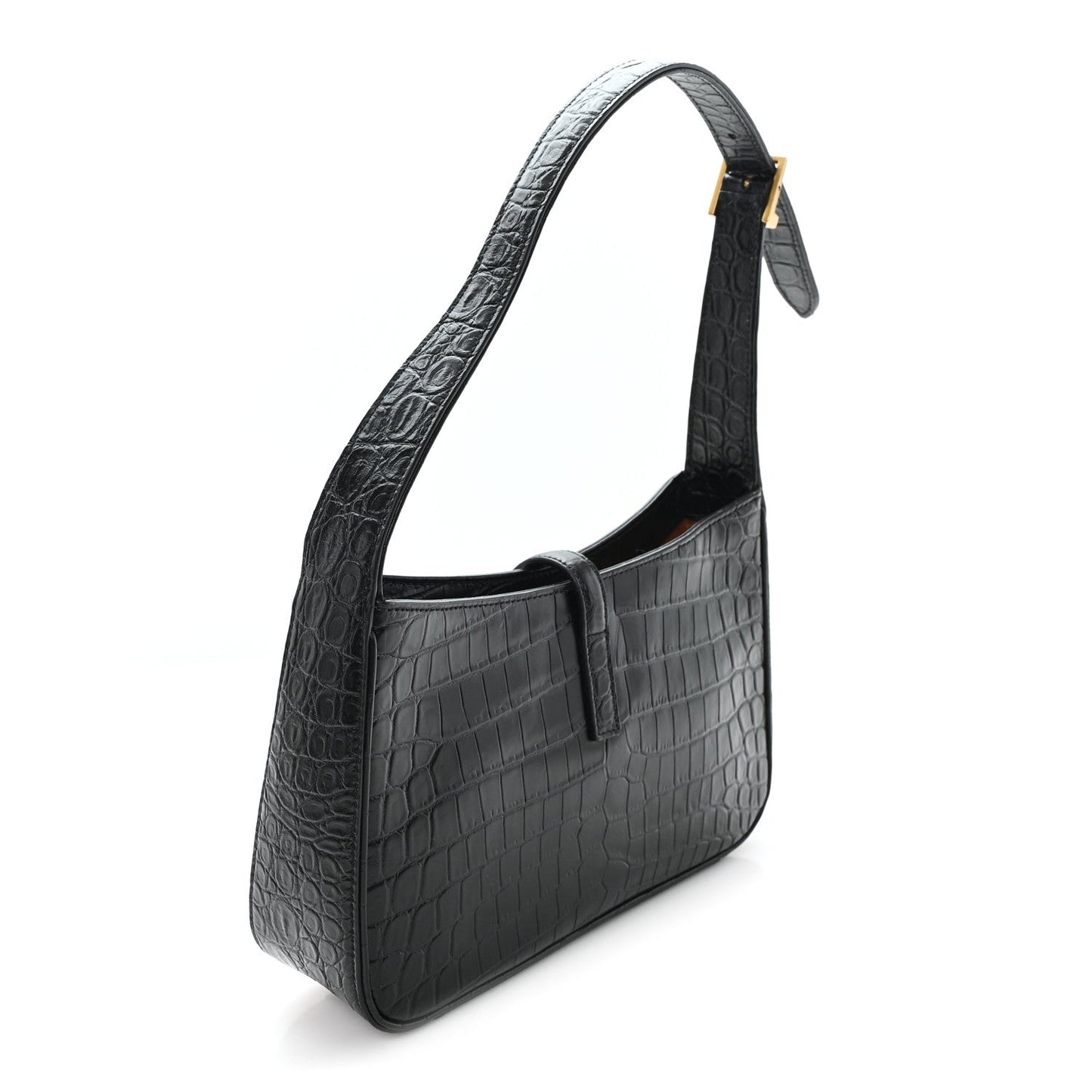 Saint Laurent Le 5 A 7 Hobo Bag Embossed Calfskin Black