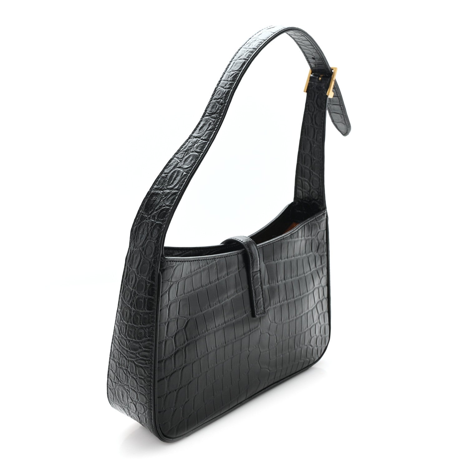 Saint Laurent Le 5 A 7 Hobo Bag Embossed Calfskin Black