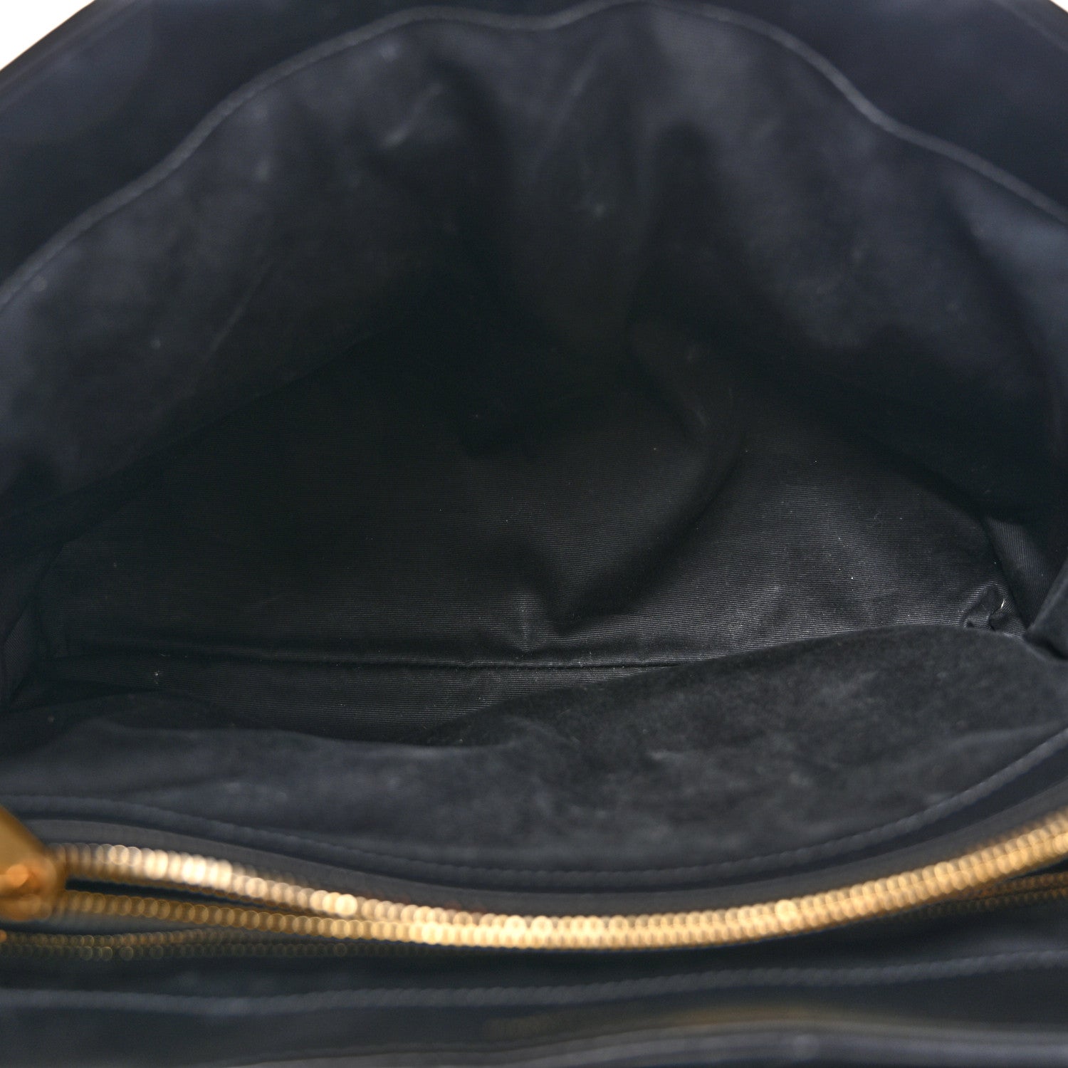 Saint Laurent Calfskin Y Quilted Monogram Large Loulou Chain Satchel Black
