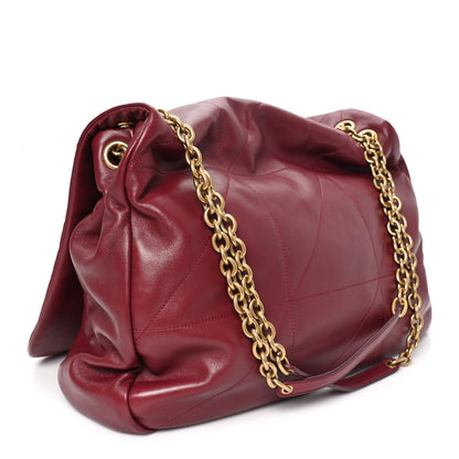 Saint Laurent Lambskin Matelasse Monogram Large Jamie Shoulder Bag Dark Bordeaux