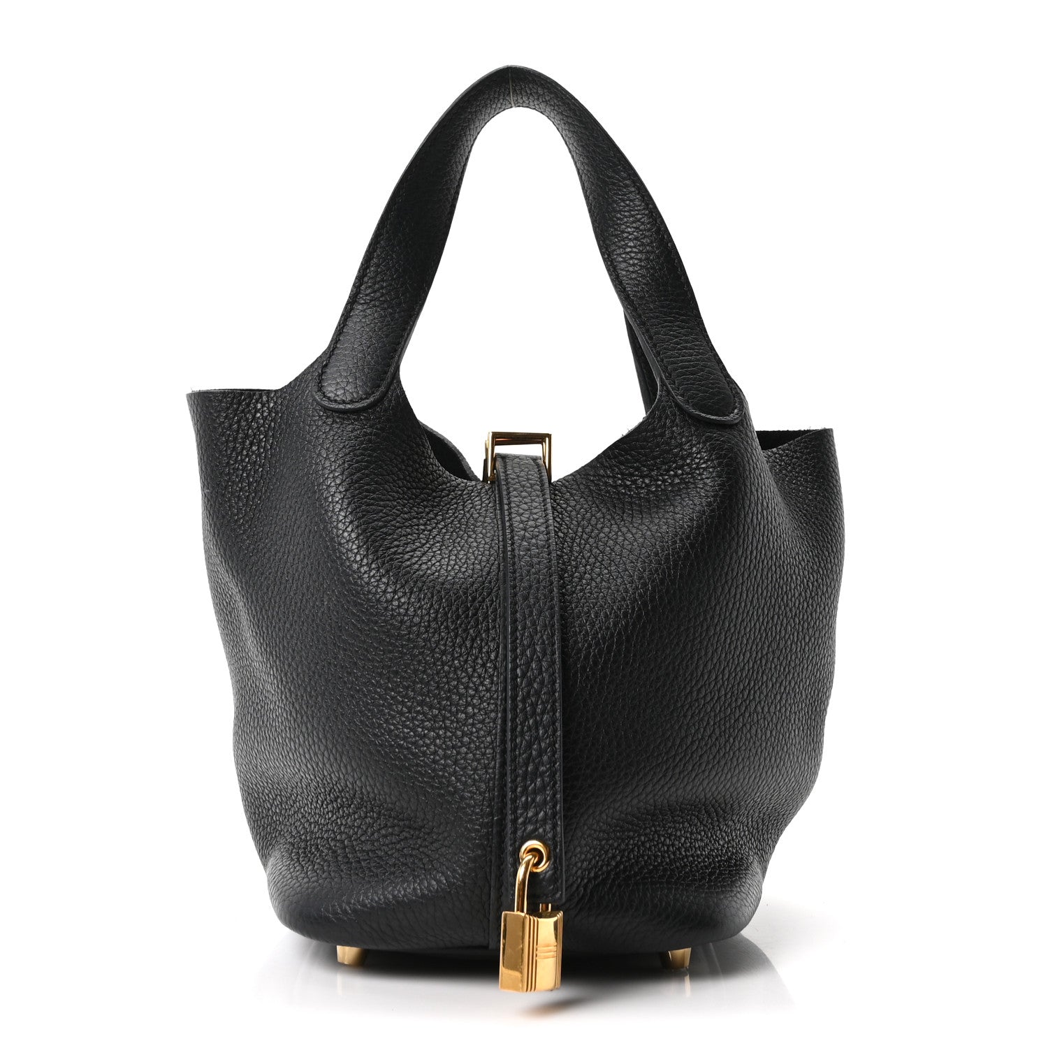 Taurillon Clemence Leather Tote Bag 18 PM Black