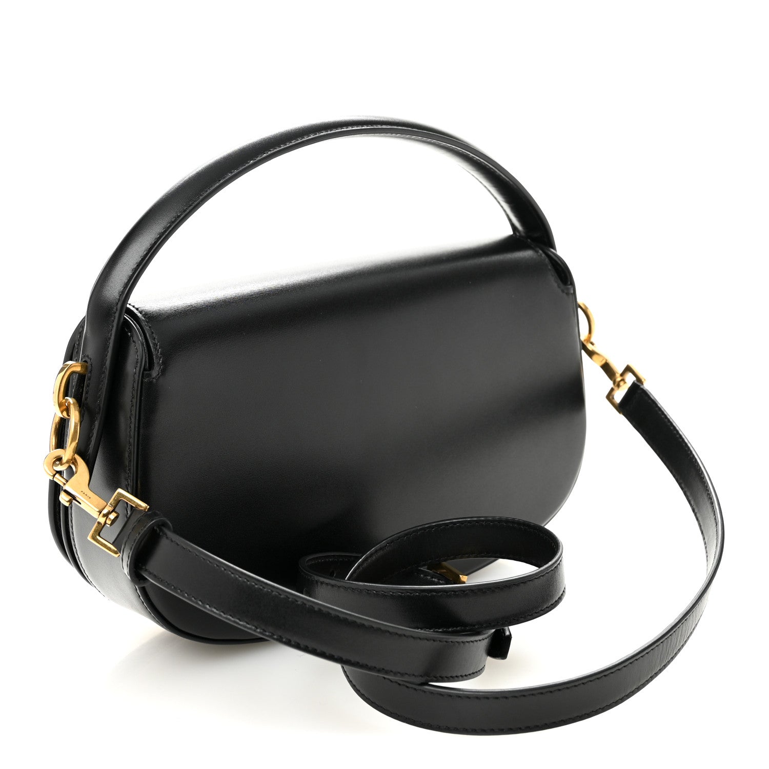 Saint Laurent Box Calfskin Voltaire Top Handle Crossbody Bag Black