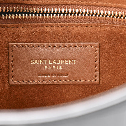 Saint Laurent Calfskin Crocodile Embossed Le 5 A 7 Hobo Bag Black