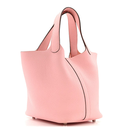 Taurillon Clemence Picotin Lock 18 PM Handbag Rose Sakura