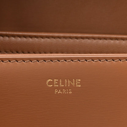 Calfskin bag panel with “CELINE PARIS” stamp and contrast topstitching