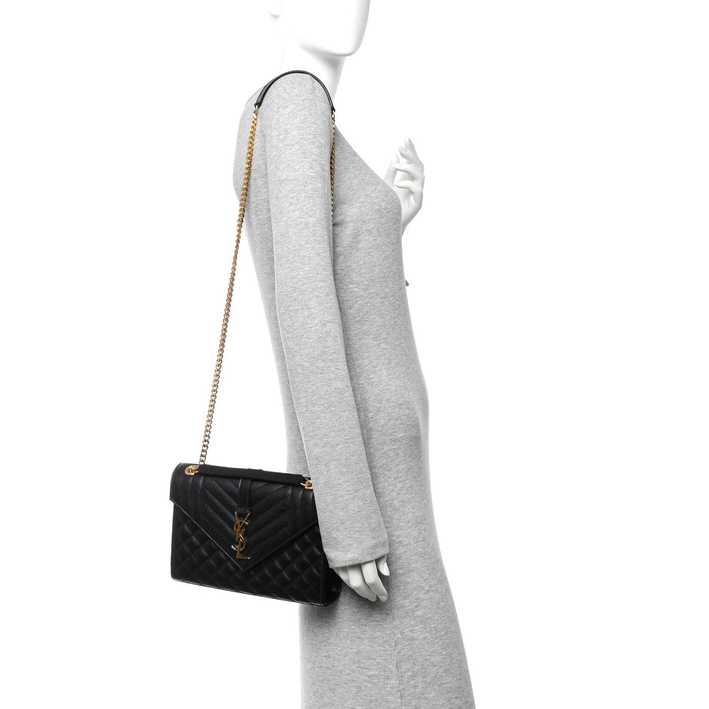 Saint Laurent Grain De Poudre Textured Matelasse Triquilt Medium Satchel Black