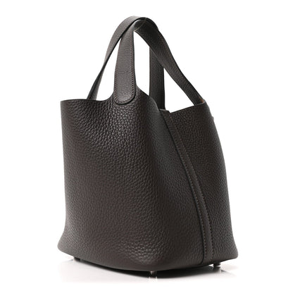 Picotin Lock 18 PM Tote Taurillon Clemence Leather Ebene