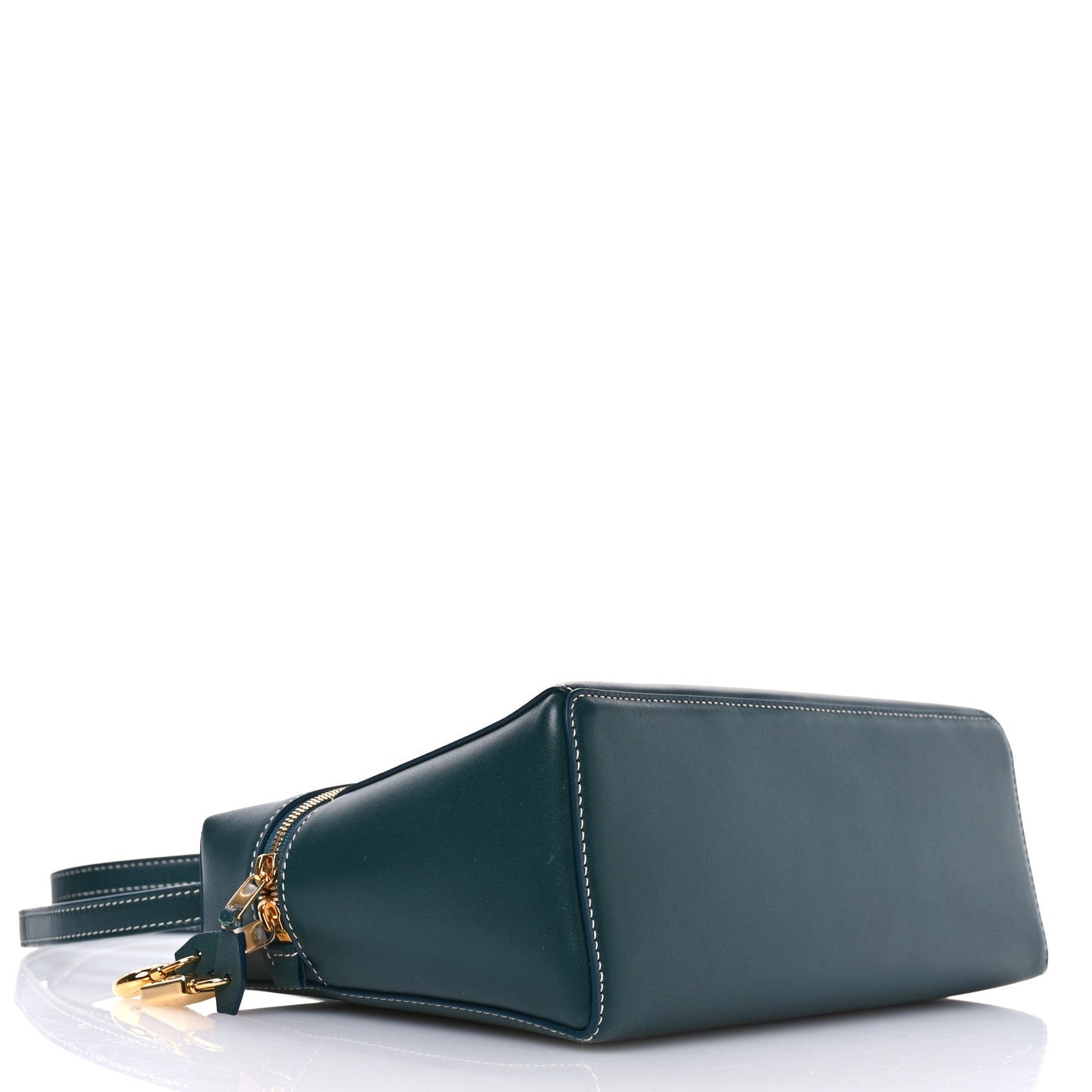 Petrolio teal leather satchel bag with top handle and long shoulder strap