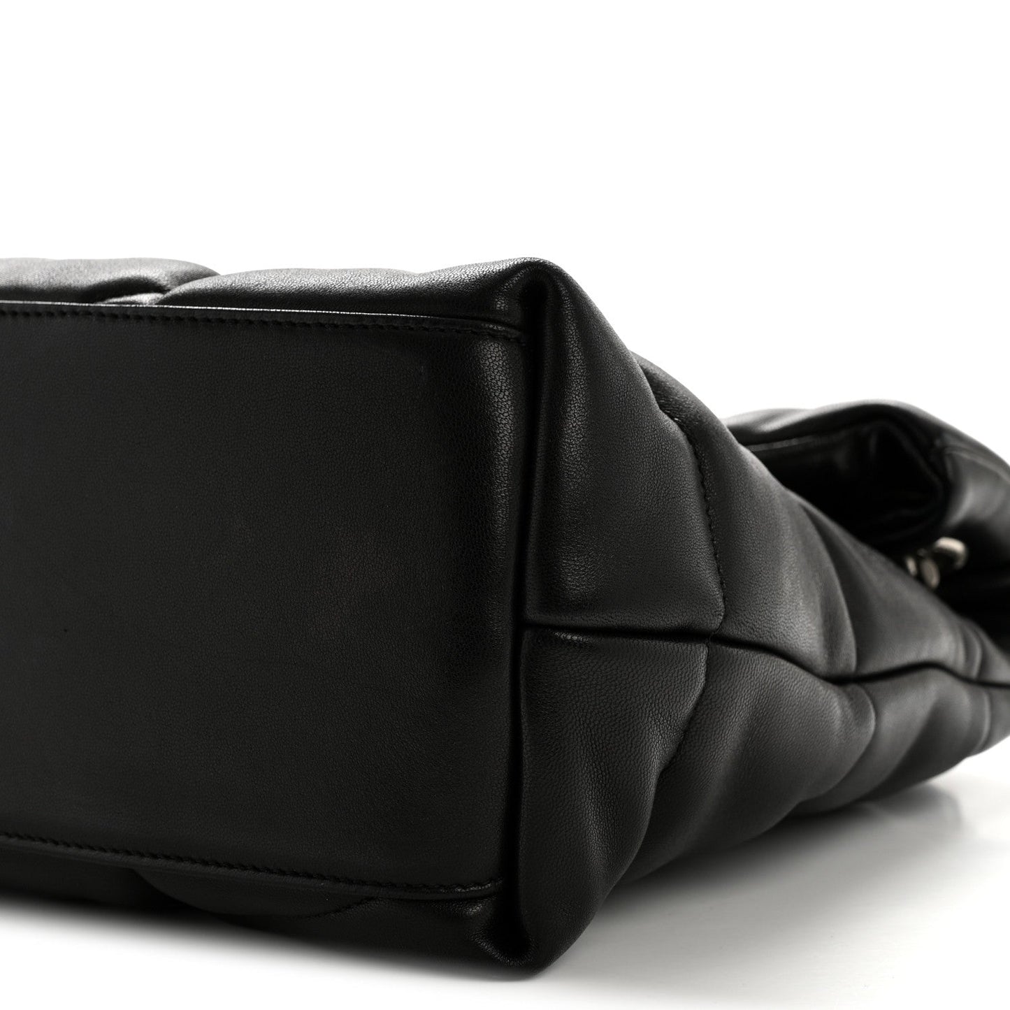 Saint Laurent Lambskin Quilted Medium Loulou Puffer Monogram Chain Satchel Black