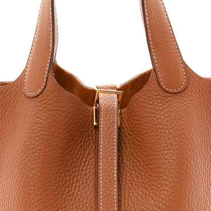 Taurillon Clemence Picotin Lock 18 PM Bucket Bag Gold