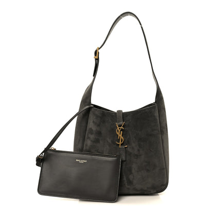 Saint Laurent Suede Small Le 5 A 7 Soft Hobo Urban Grey