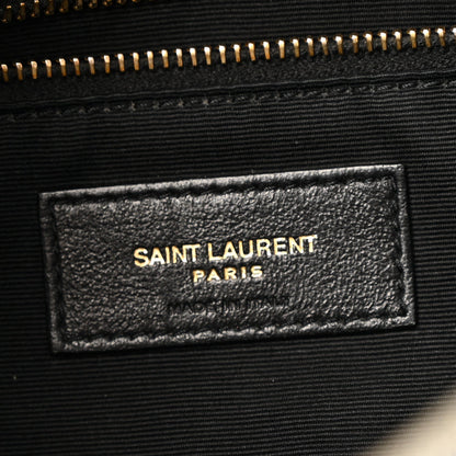 Saint Laurent Denim Quilted Medium Loulou Puffer Monogram Chain Satchel in Rodeo Blue