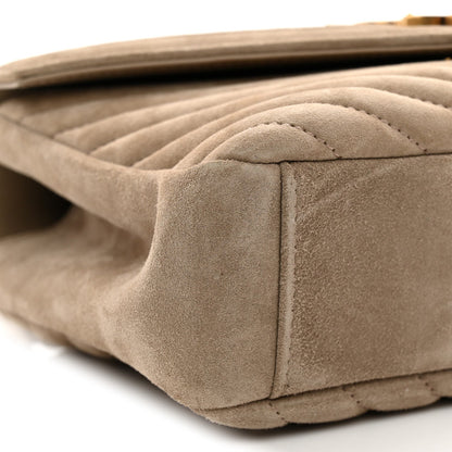 Saint Laurent Suede Matelasse Chevron Monogram Medium College Bag