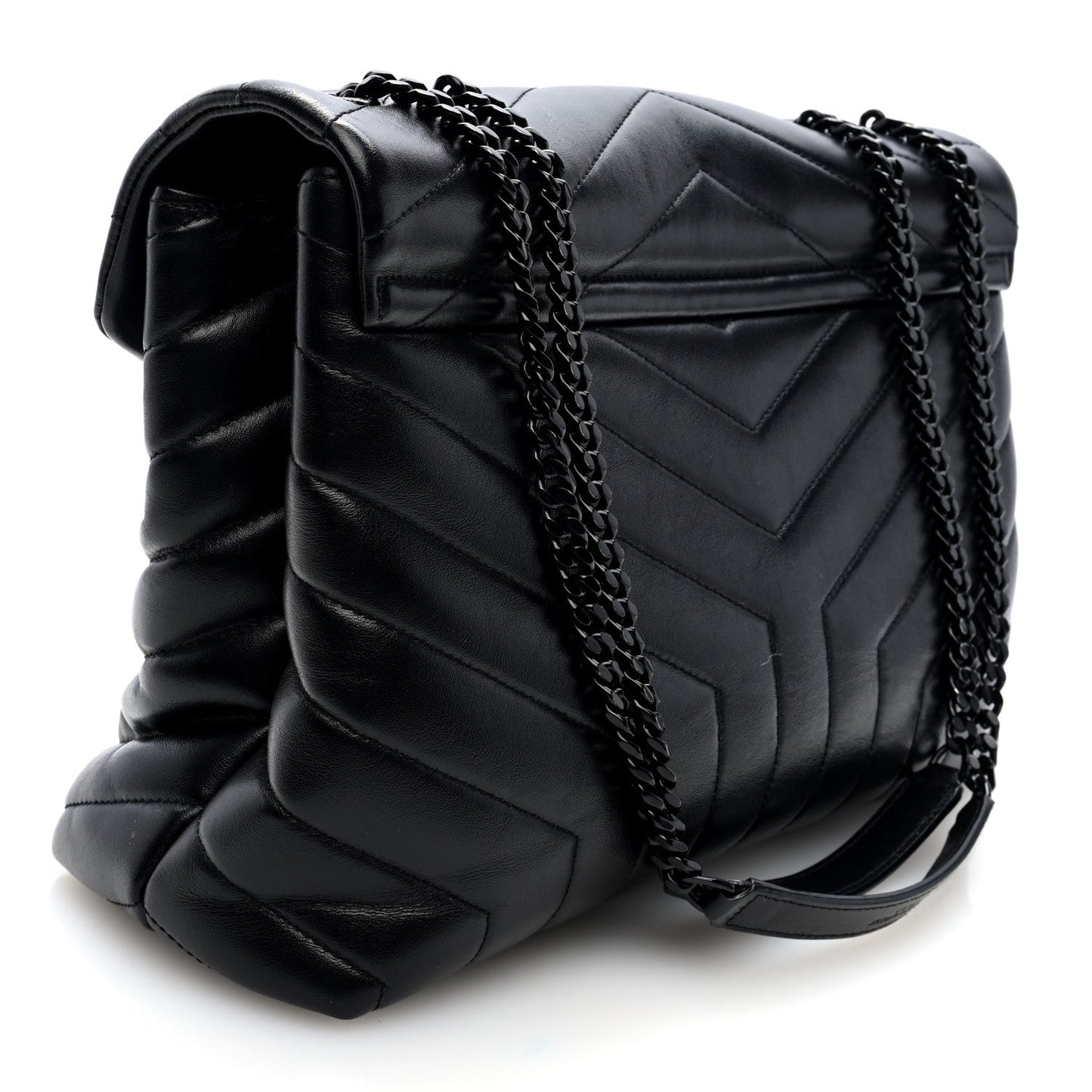 Saint Laurent Loulou Quilted Calfskin Chain Satchel Medium Black