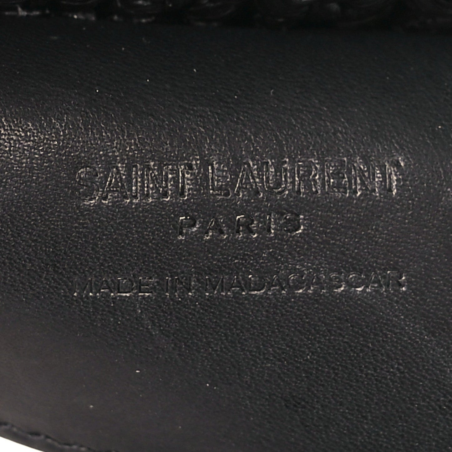 Saint Laurent Raffia Calfskin Oxalis Shoulder Bag Black