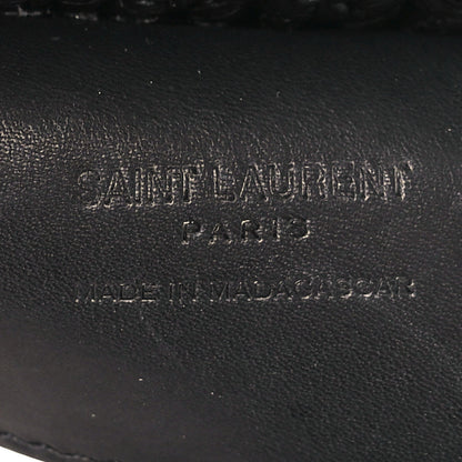 Saint Laurent Raffia Calfskin Oxalis Shoulder Bag Black