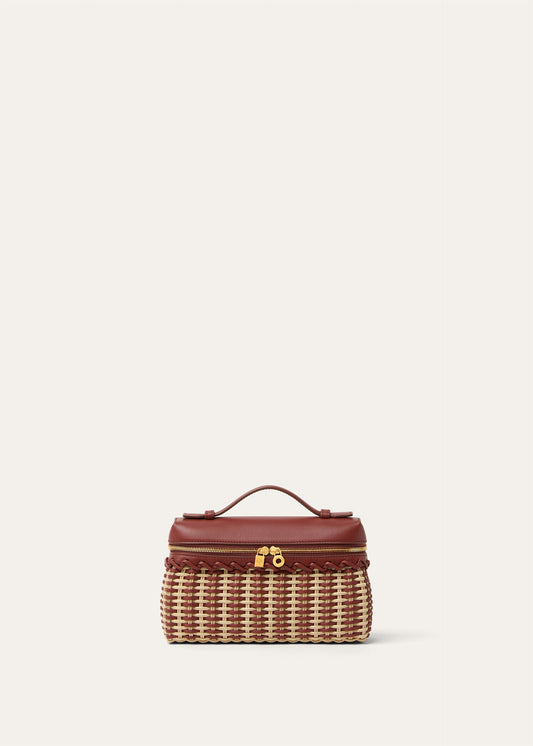 Loro Piana Extra Pocket Pouch in Wicker & Calfskin Leather