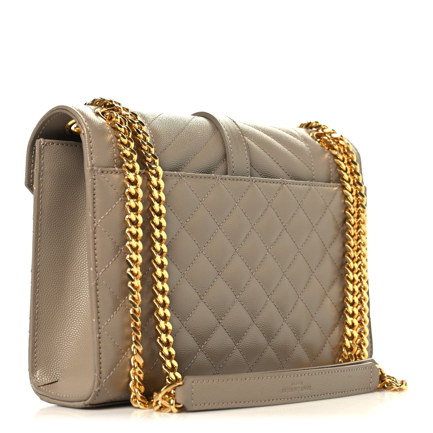 Saint Laurent Grain de Poudre Matelasse Medium Triquilt Satchel Dusty Grey