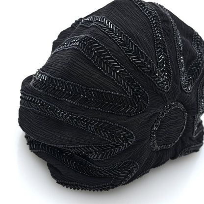 Saint Laurent Chiffon Silk Crepe Beaded Pochon Broderie Bag Black