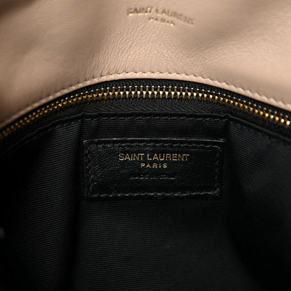 Saint Laurent Loulou Puffer Quilted Lambskin Chain Satchel Medium Dark Beige