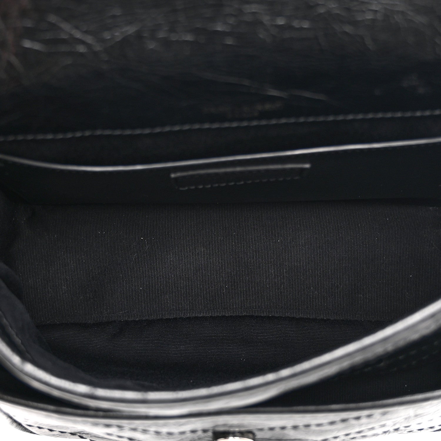 Saint Laurent Crinkled Calfskin Matelasse Monogram Baby Niki Chain Satchel Black