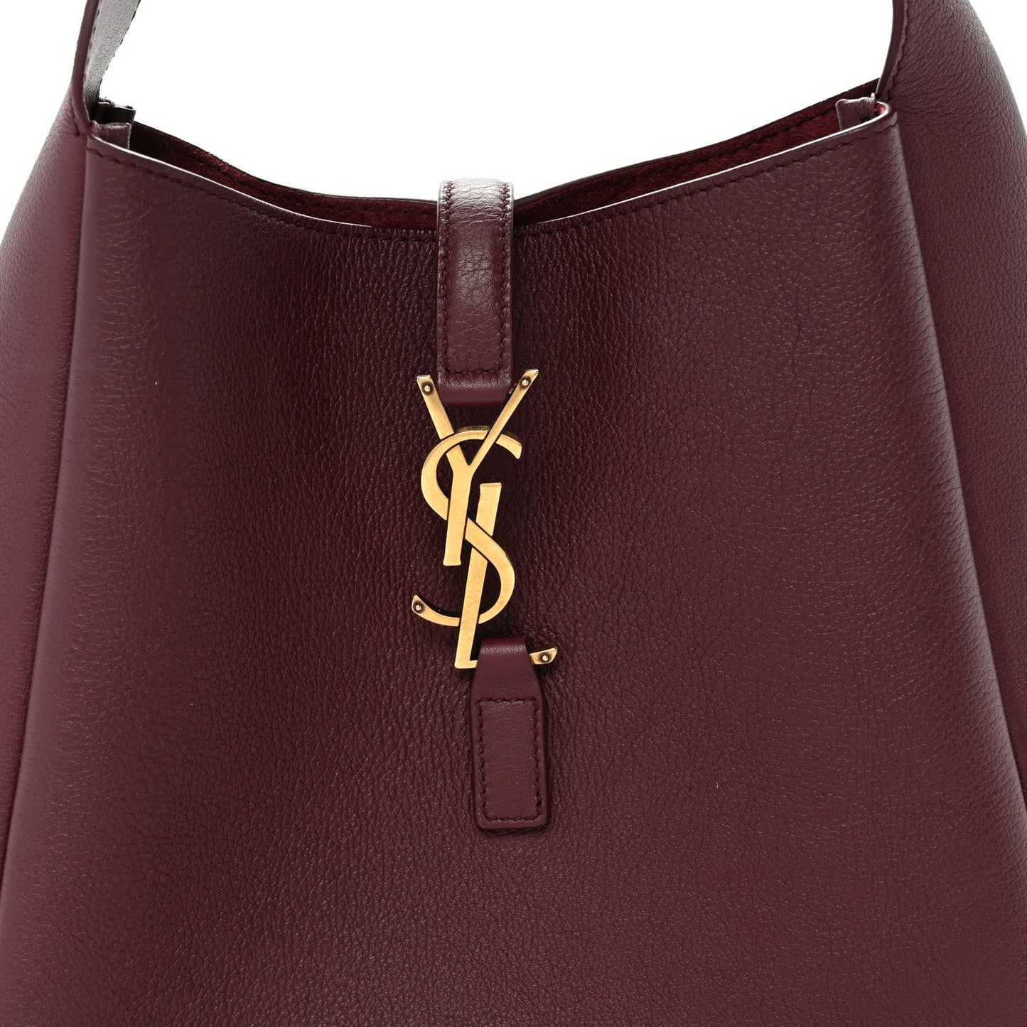 Saint Laurent Le 5 A 7 Small Smooth Calfskin Hobo Bag Rouge Legion