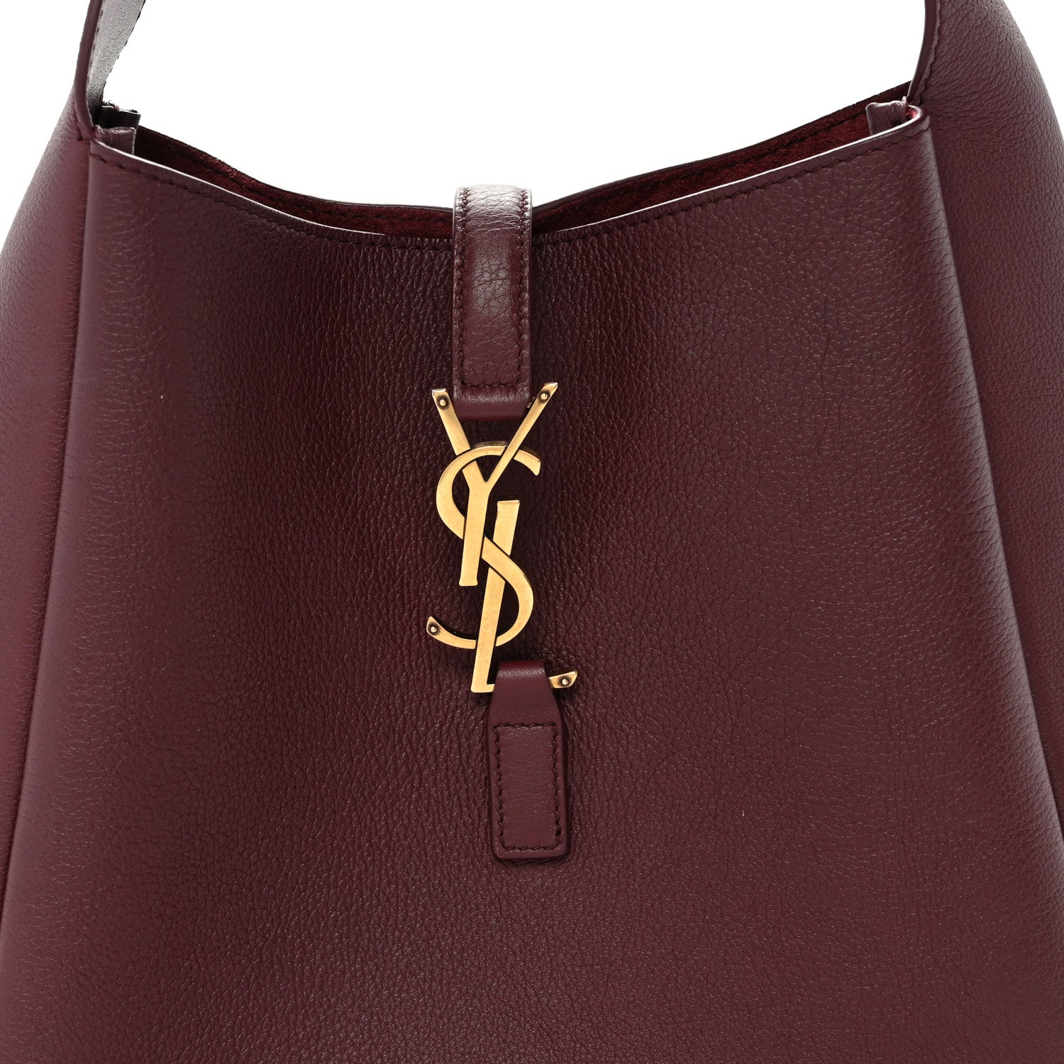 Saint Laurent Le 5 A 7 Small Smooth Calfskin Hobo Bag Rouge Legion