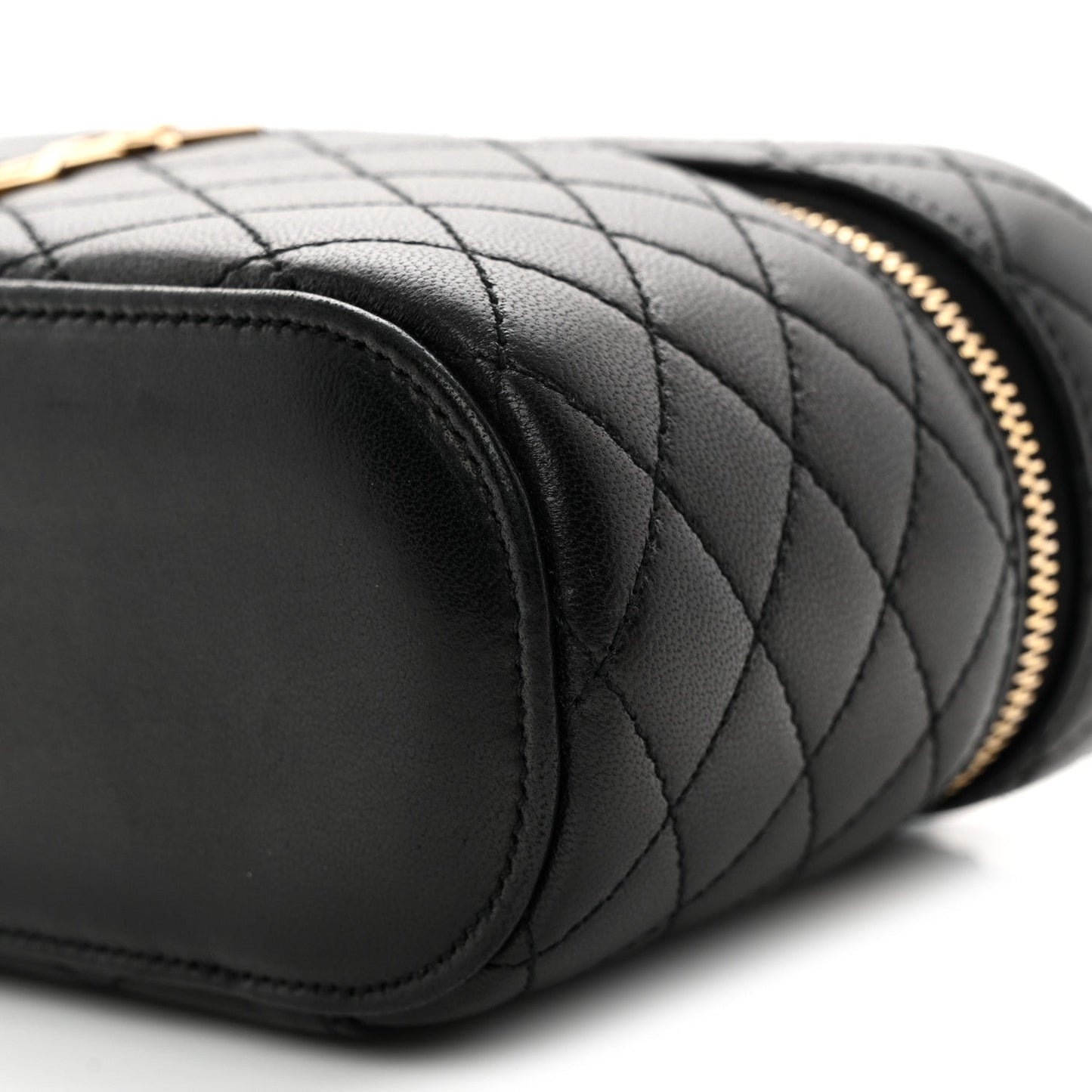 Saint Laurent Lambskin Quilted Mini Gaby Vanity Case Black