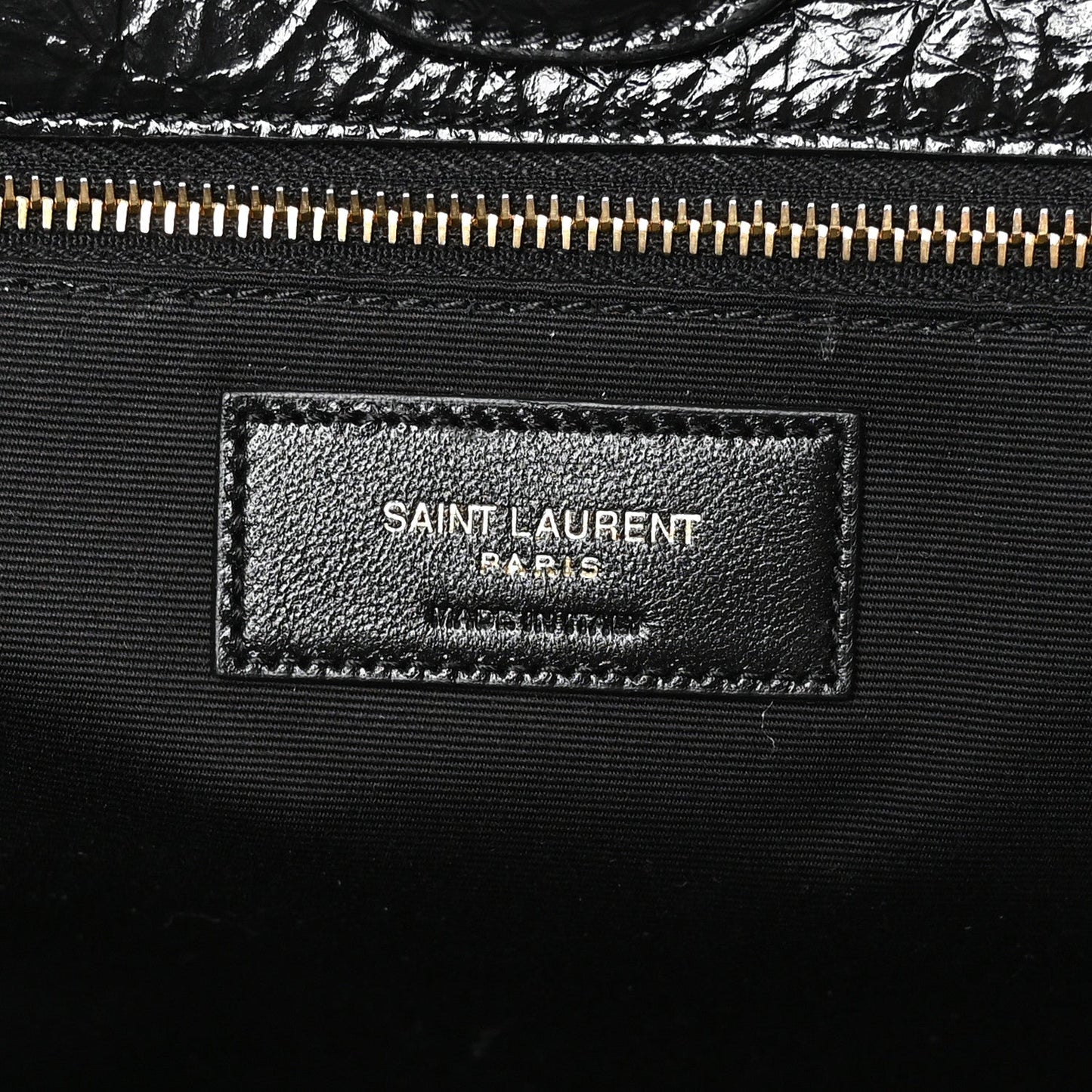 Saint Laurent Crinkled Calfskin Matelasse Niki Multipocket Shopping Tote Black