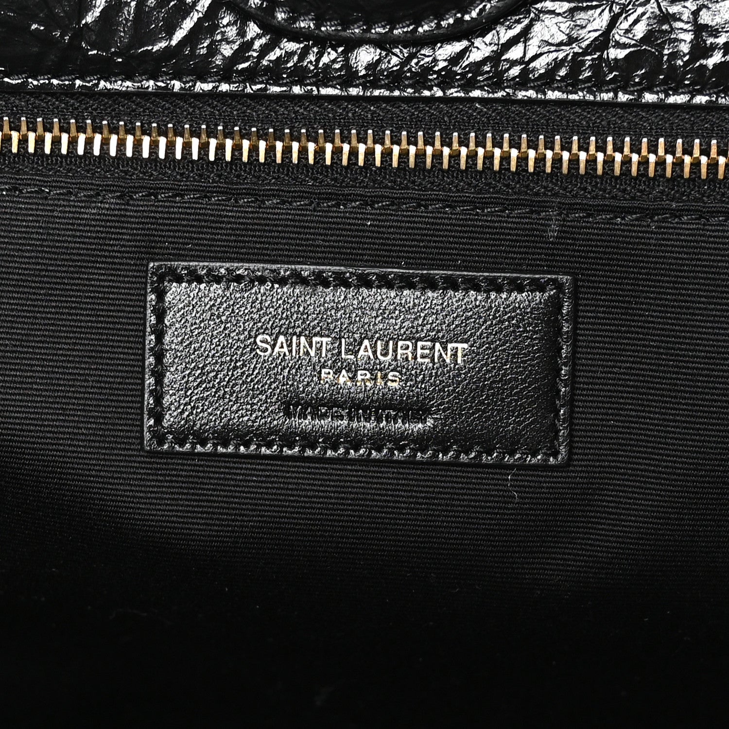 Saint Laurent Crinkled Calfskin Matelasse Niki Multipocket Shopping Tote Black