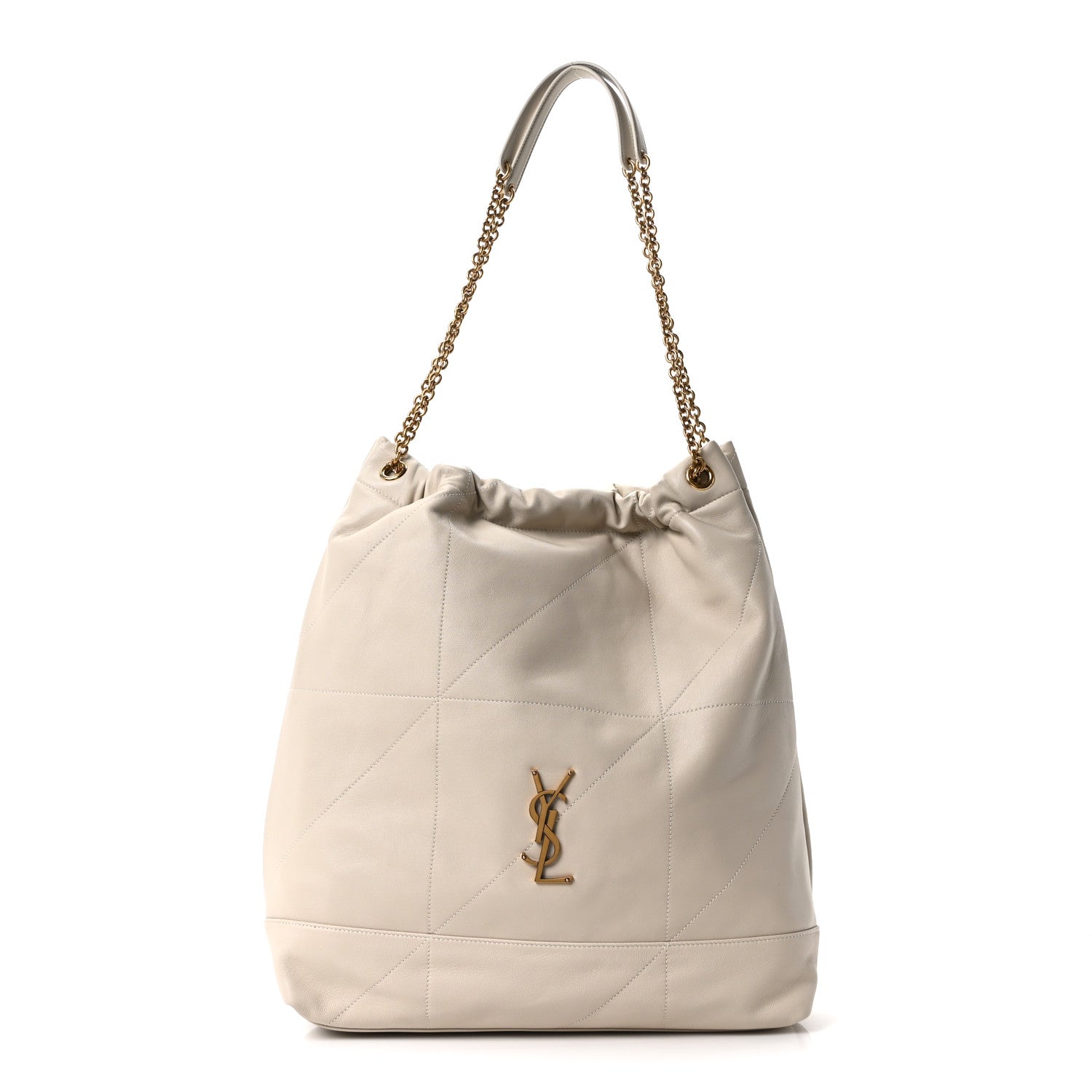 SAINT LAURENT Lambskin Matelasse Monogram Large Jamie 4.3 Pochon Crema Soft Off White